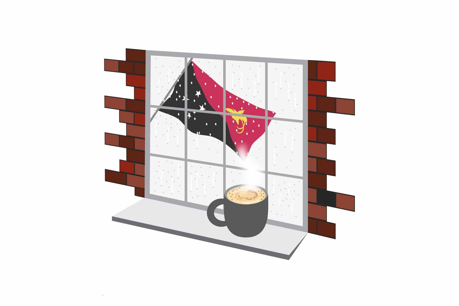 Papua New Guinea Coffee Rain Window Fridge Magnet