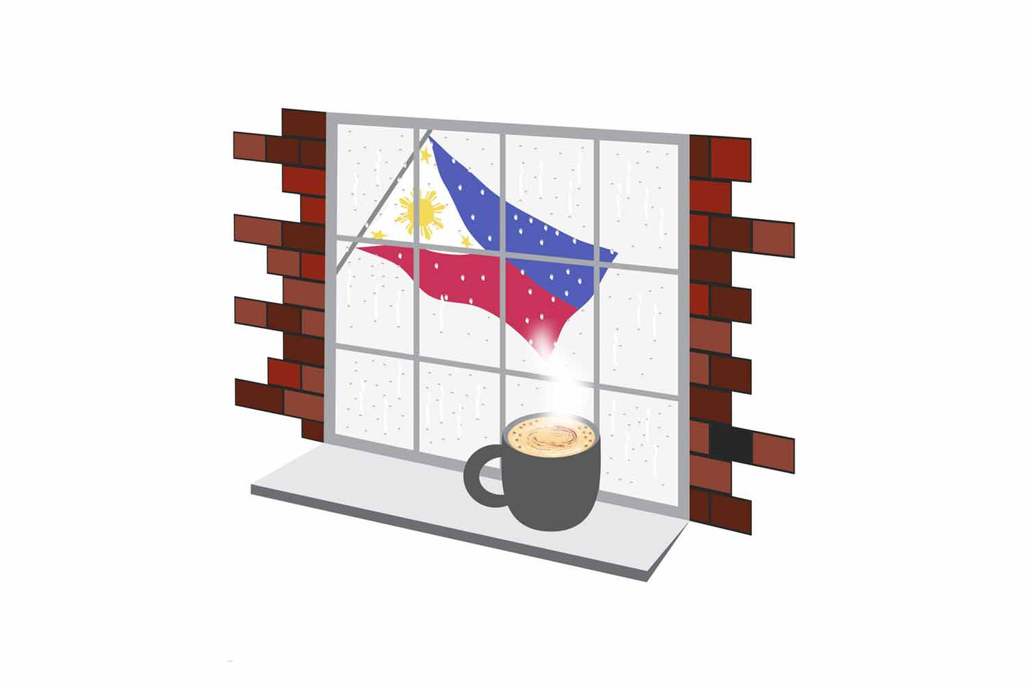 Philippines Coffee Rain Window Fridge Magnet