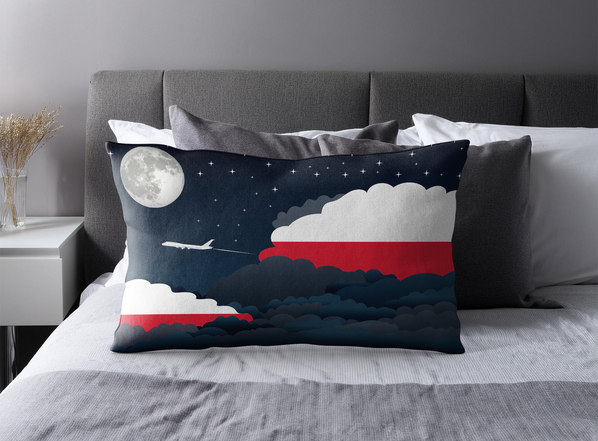 Poland Night Clouds Pillow Case and Pillow Throw