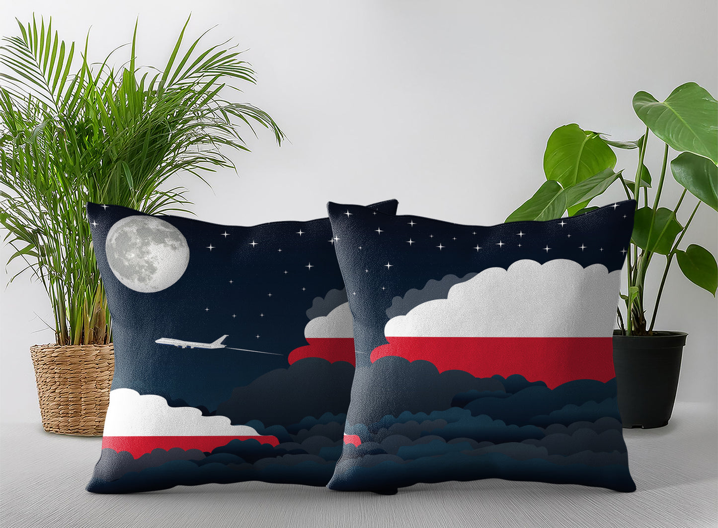 Poland Night Clouds Pillow Case and Pillow Throw