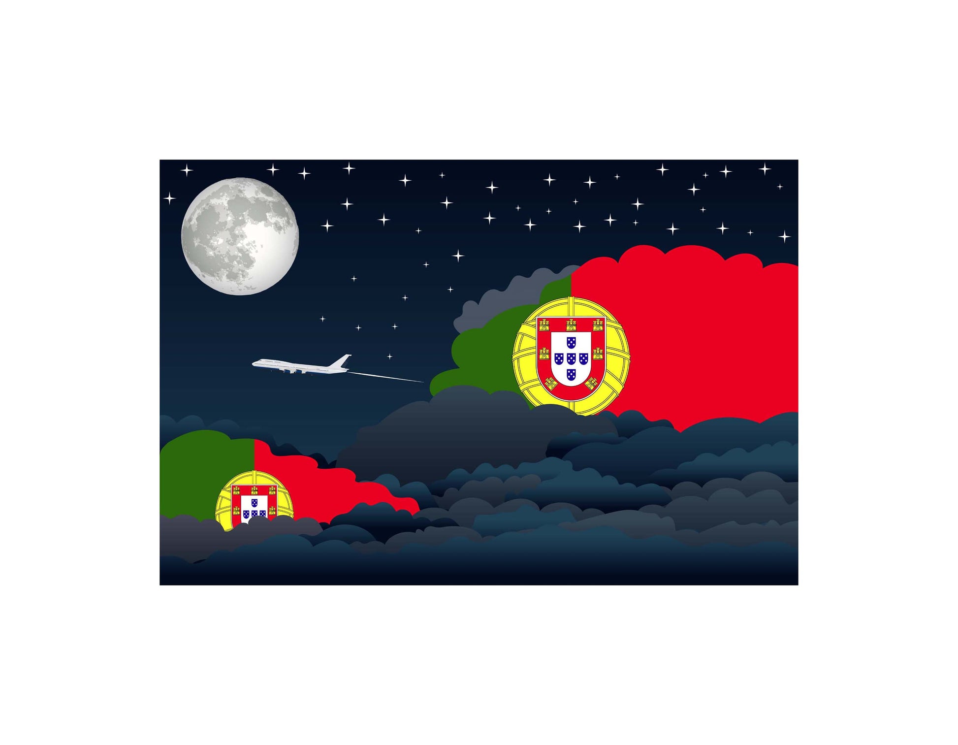 Portugal Night Clouds Canvas Print Framed