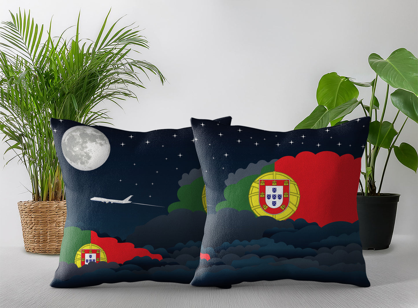 Portugal Night Clouds Pillow Case and Pillow Throw