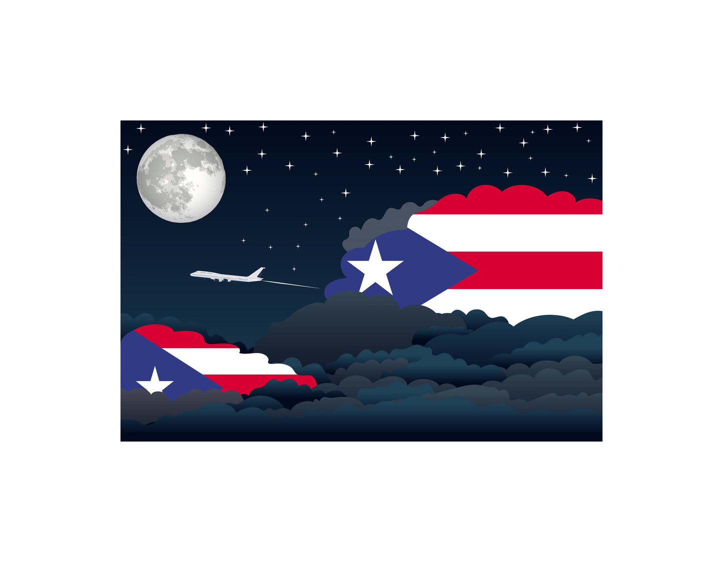 Puerto Rico Night Clouds Canvas Print Framed