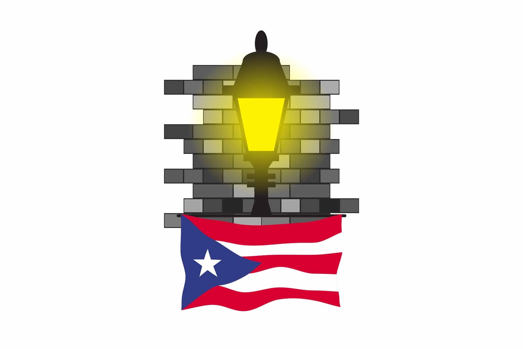 Puerto Rico Street Lamp Bricks Fridge Magnet