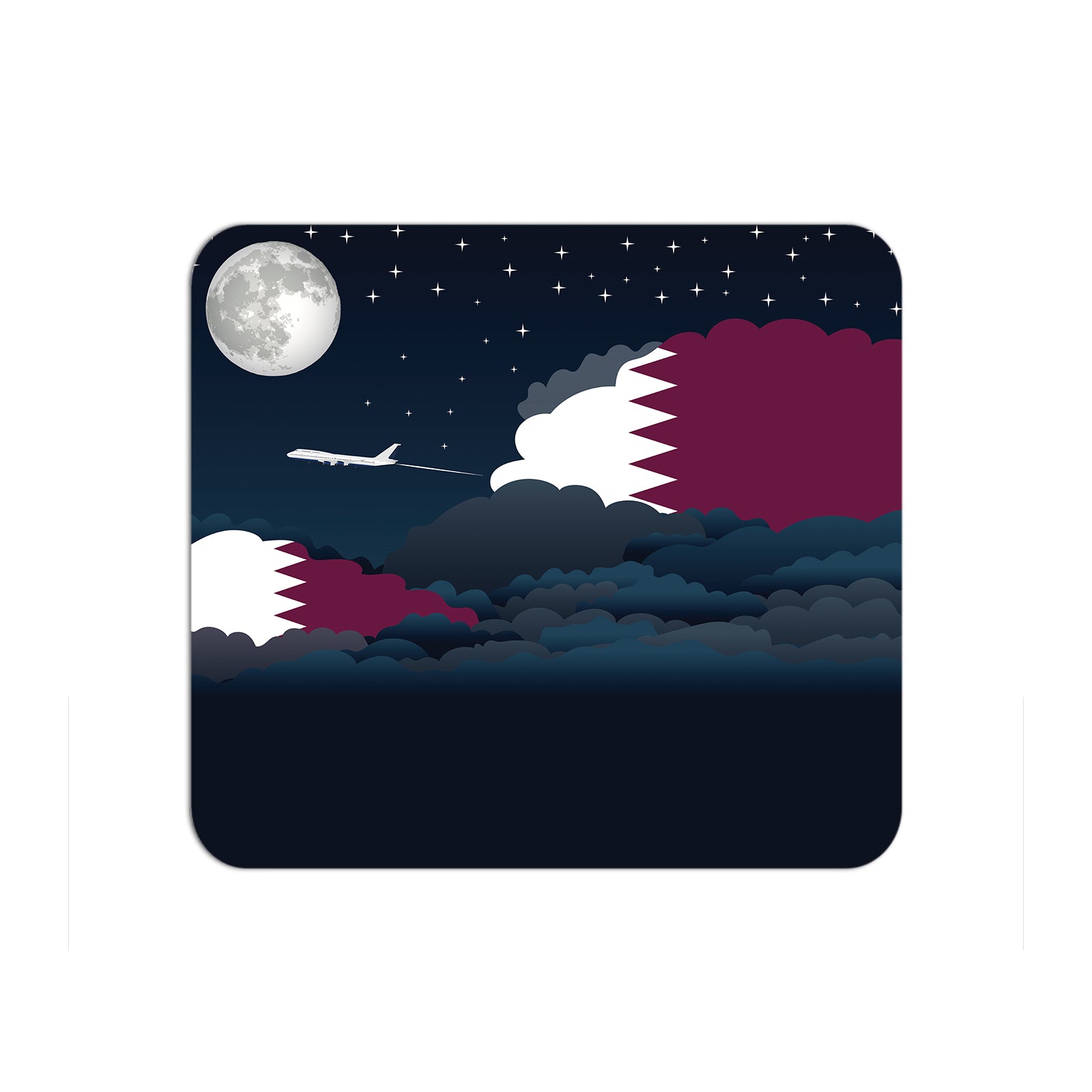 Qatar Airplane Airport Flight Night Clouds Mousepad 