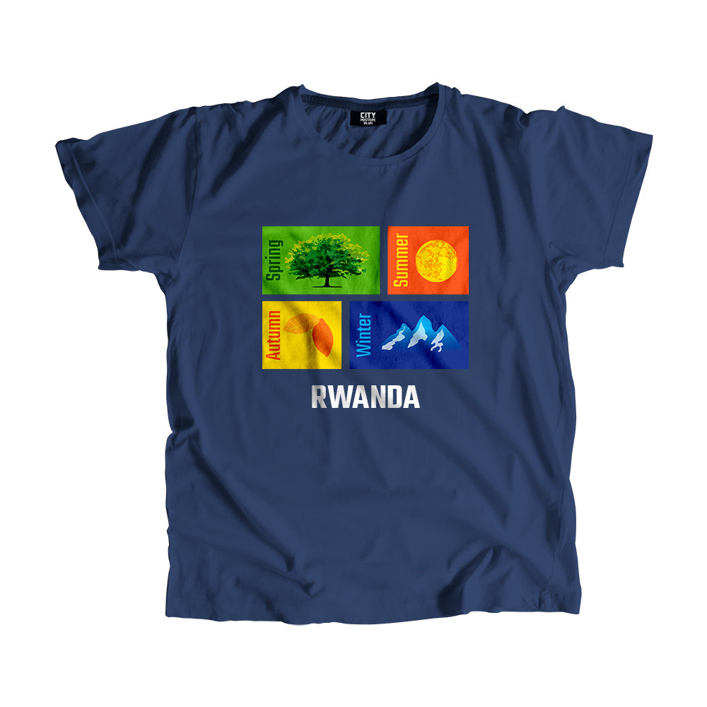 RWANDA Seasons Men Unisex T-Shirt (Navy Blue)