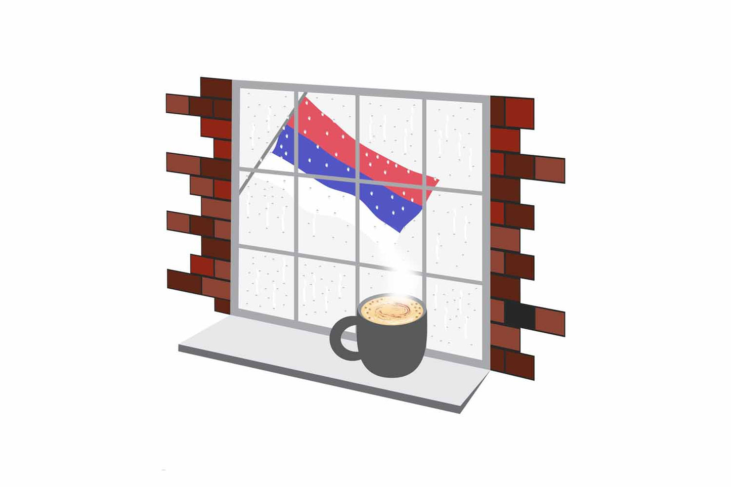Republika Srpska Coffee Rain Window Fridge Magnet