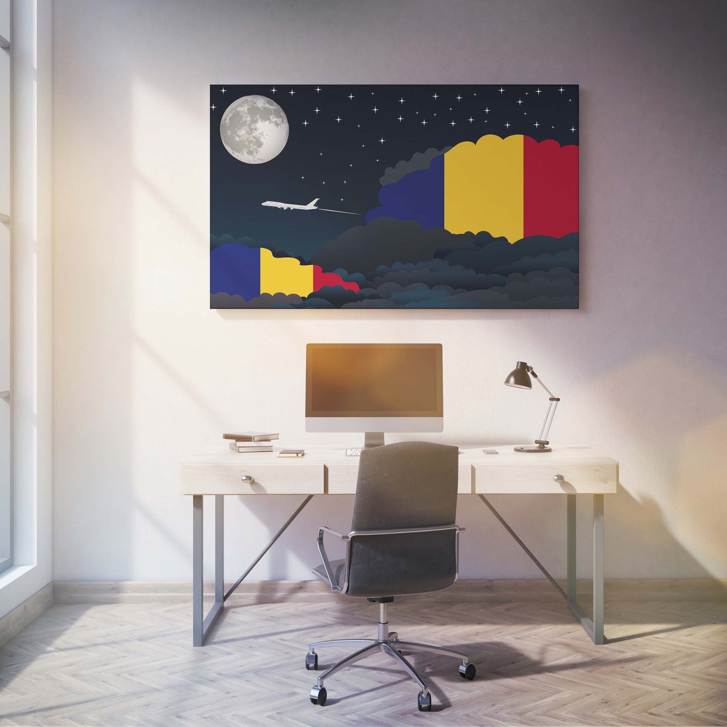 Romania Night Clouds Canvas Print Framed