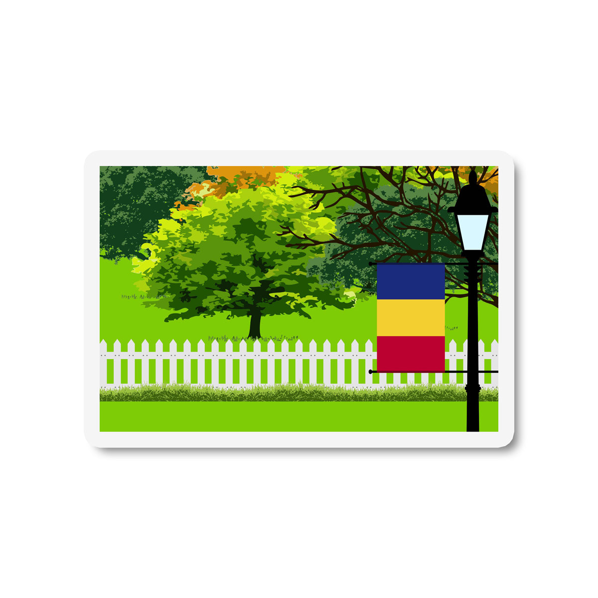 Romania Trees and Street Lamp Sticker