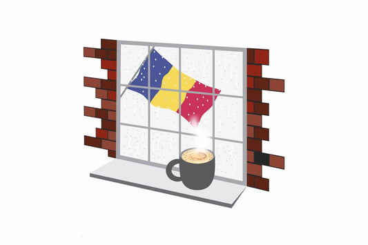 Romania Coffee Rain Window Fridge Magnet