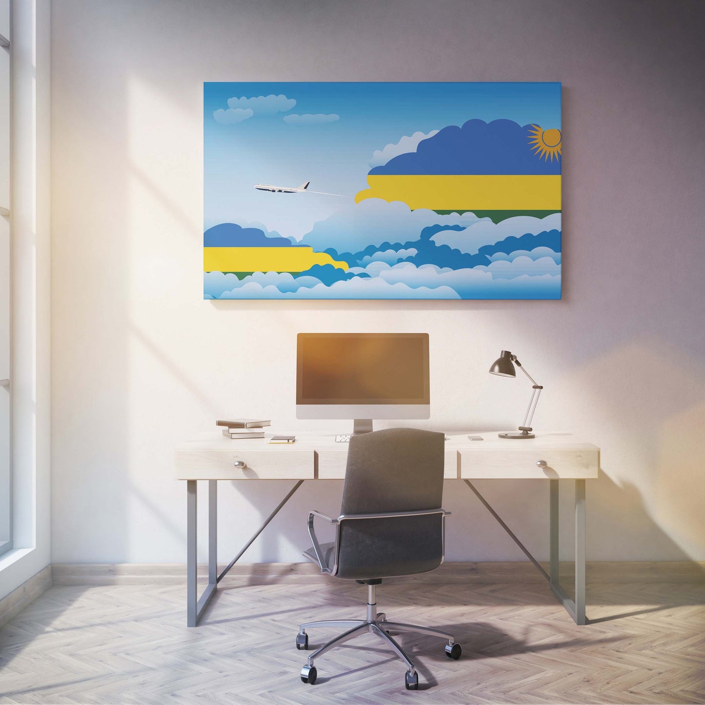 Rwanda Day Clouds Canvas Print Framed
