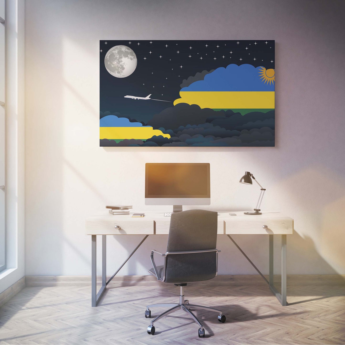 Rwanda Night Clouds Canvas Print Framed