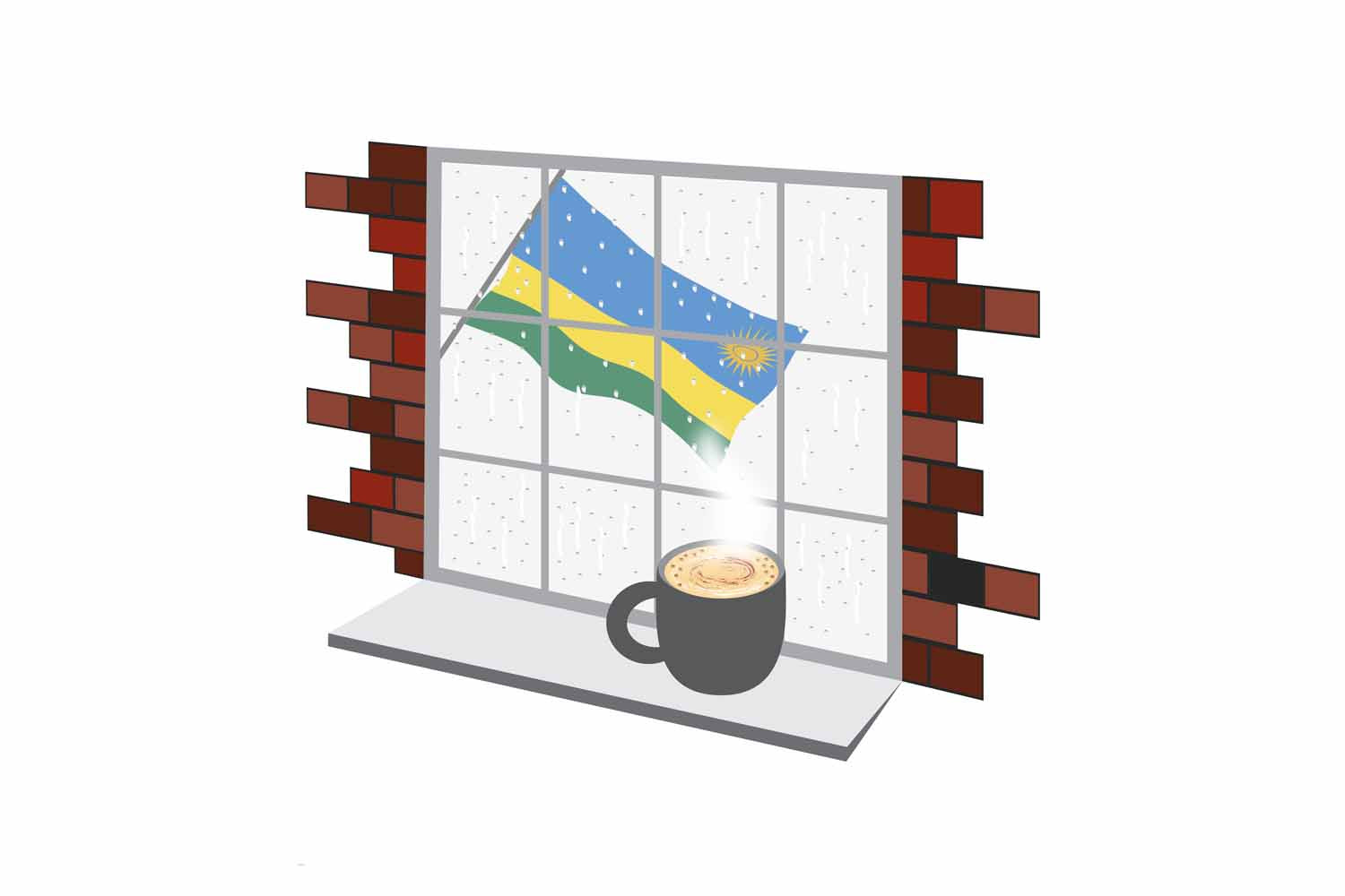 Rwanda Coffee Rain Window Fridge Magnet