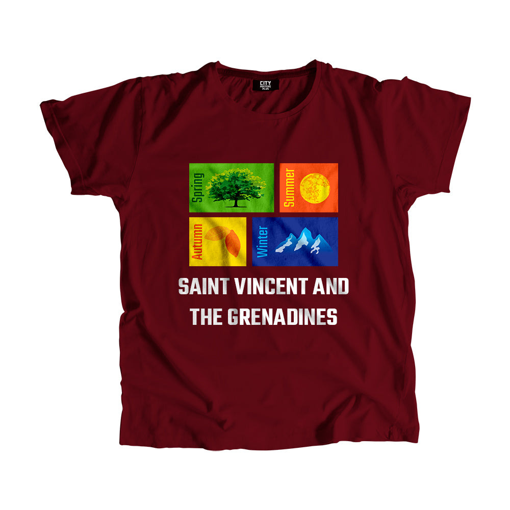 SAINT VINCENT AND THE GRENADINES Seasons Men Unisex T-Shirt (Maroon)