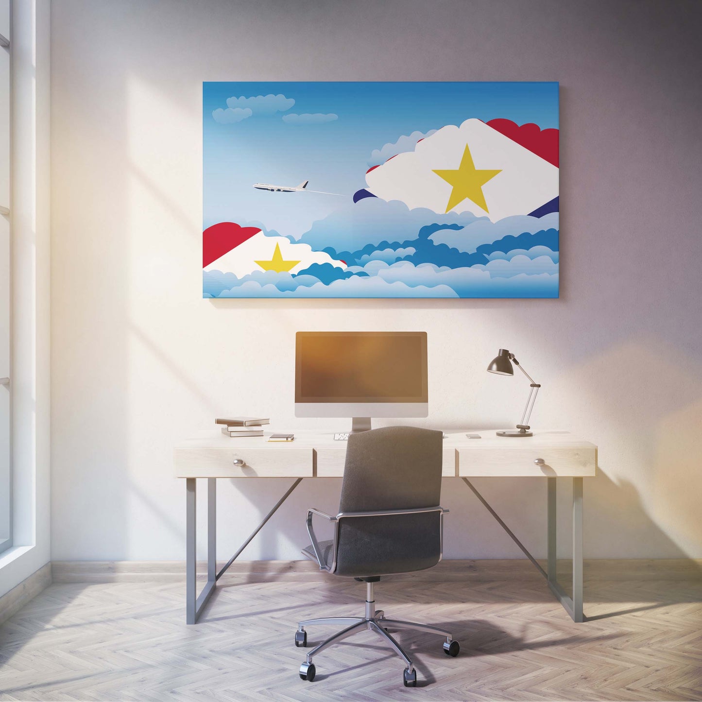 Saba Day Clouds Canvas Print Framed