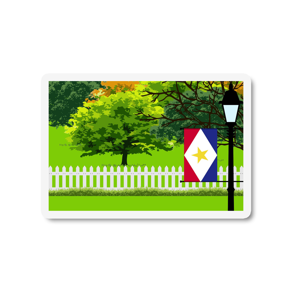 Saba Trees and Street Lamp Sticker