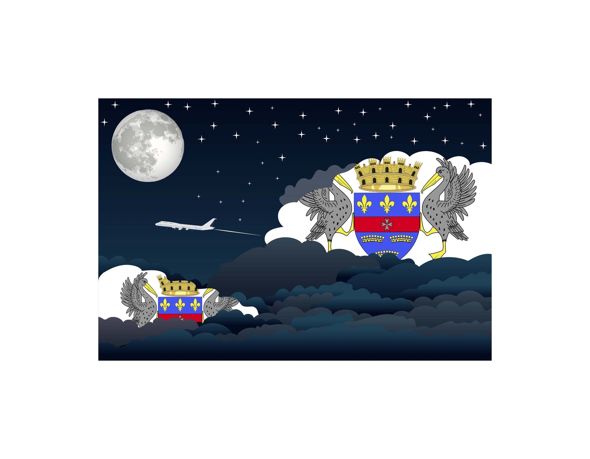 Saint Barthelemy Night Clouds Canvas Print Framed