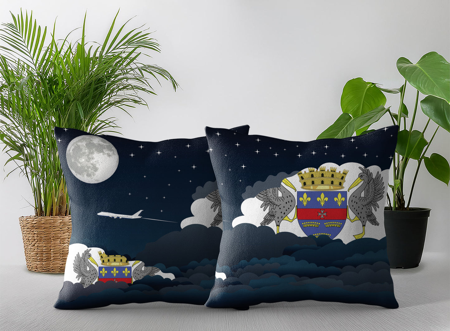 Saint Barthelemy Night Clouds Pillow Case and Pillow Throw