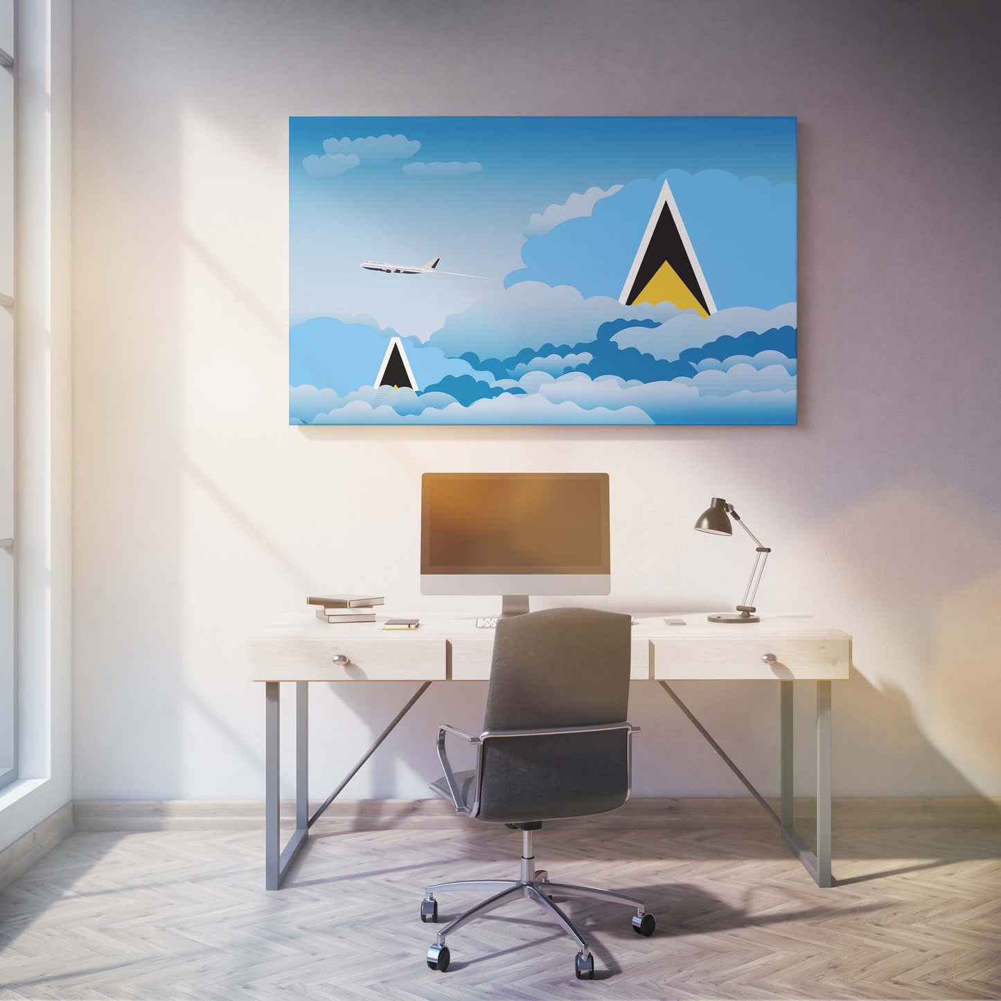Saint Lucia Day Clouds Canvas Print Framed