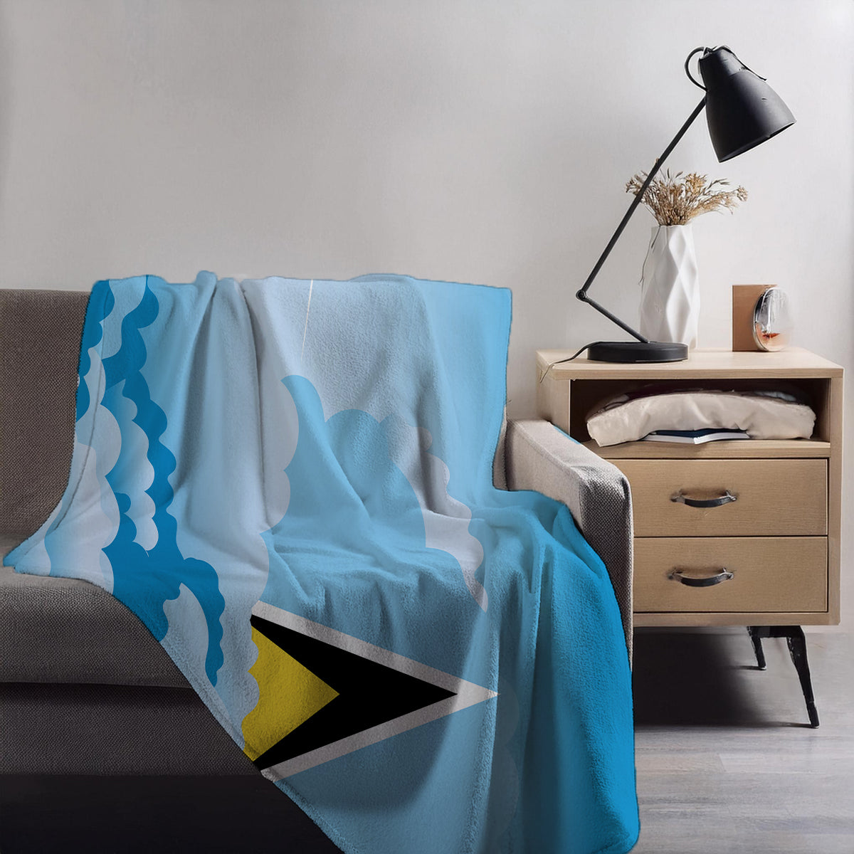 Saint Lucia Day Clouds Blanket Throw
