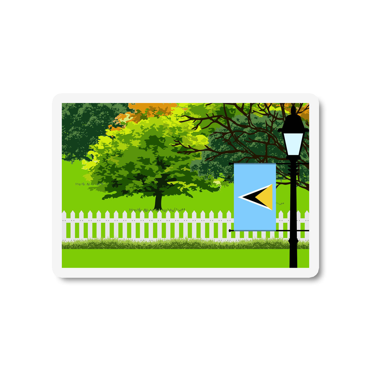 Saint Lucia Trees and Street Lamp Sticker