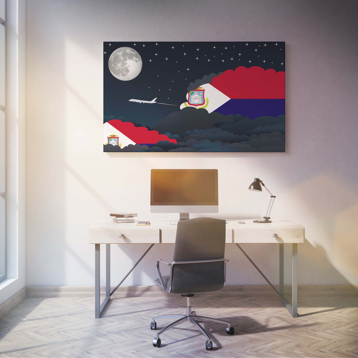Saint Martin Night Clouds Canvas Print Framed
