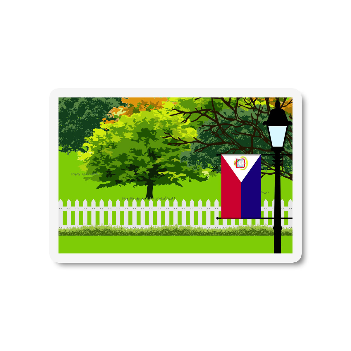 Saint Martin Trees and Street Lamp Sticker