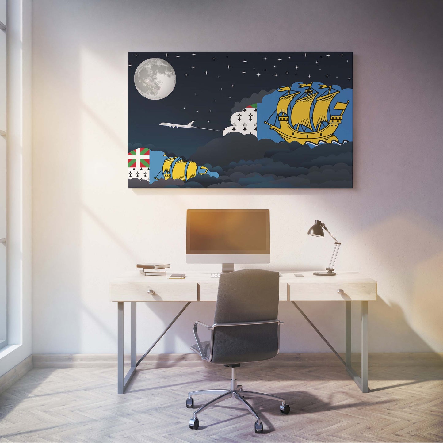 Saint Pierre and Miquelon Night Clouds Canvas Print Framed