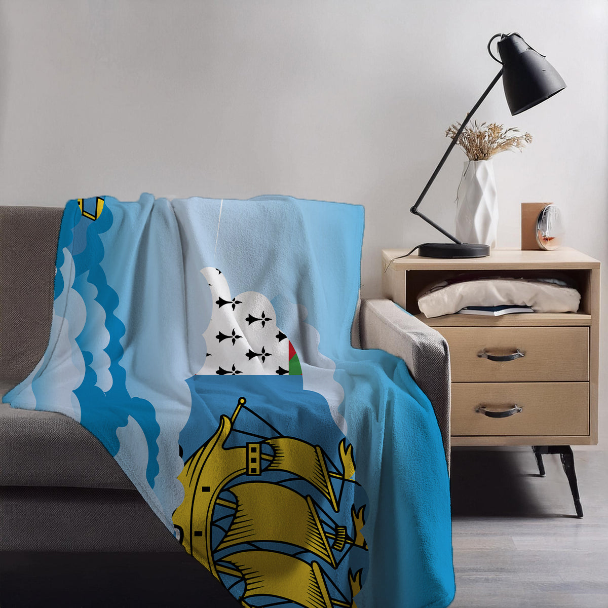 Saint Pierre Case and Miquelon Day Clouds Blanket Throw