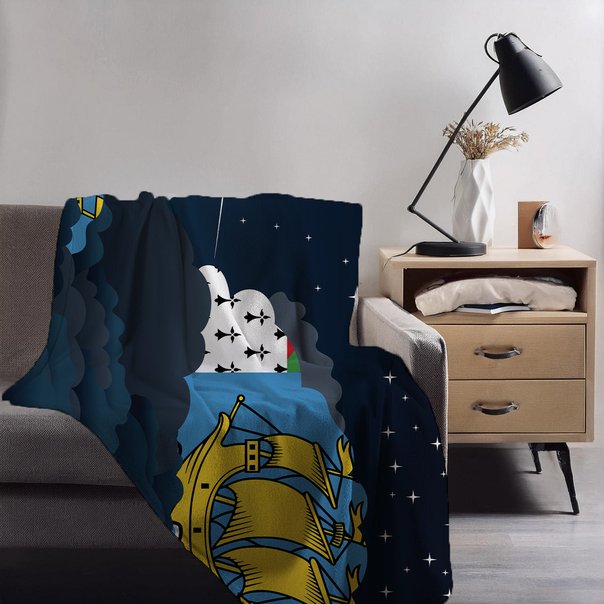 Saint Pierre Case and Miquelon Night Clouds Blankets & Throws | Premium Soft Blankets | City Posters Plus