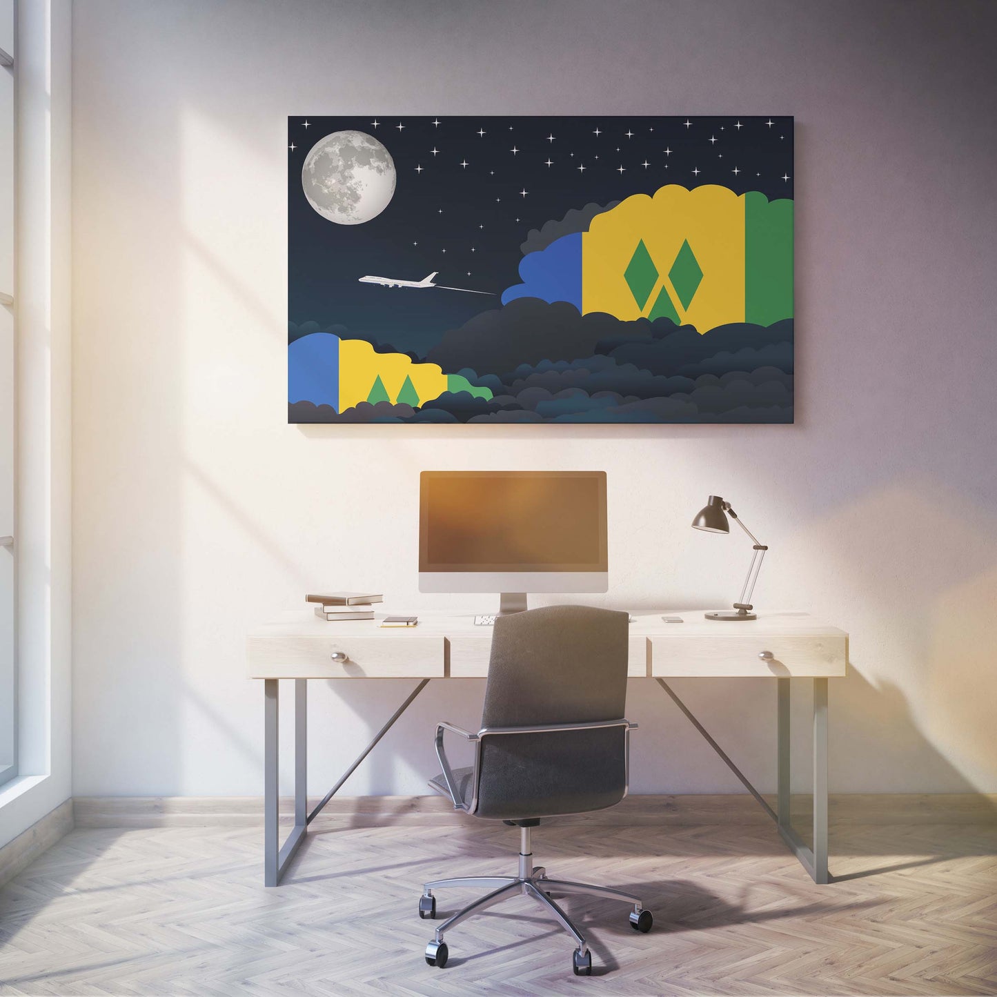 Saint Vincent and the Grenadines Night Clouds Canvas Print Framed