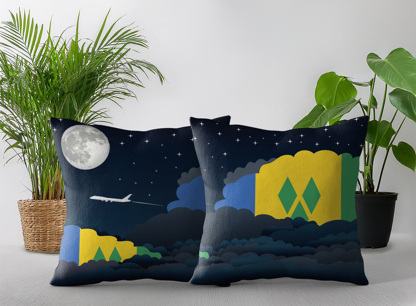Saint Vincent Case and the Grenadines Night Clouds Pillow Case and Pillow Throw