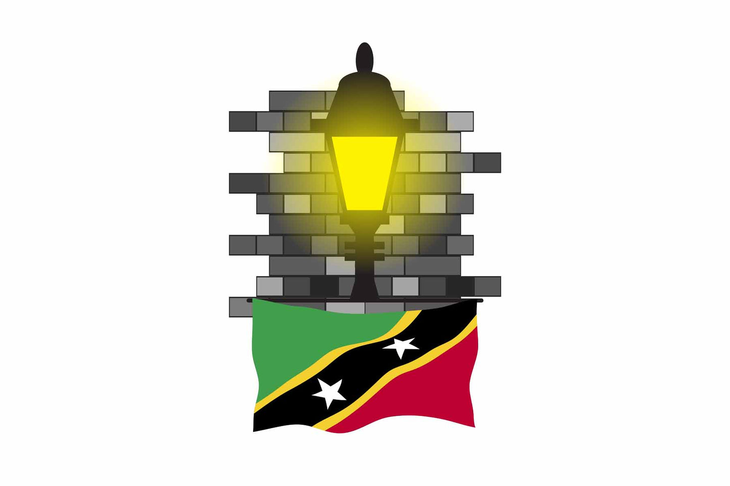 Saint Kitts and Nevis Street Lamp Bricks Fridge Magnet