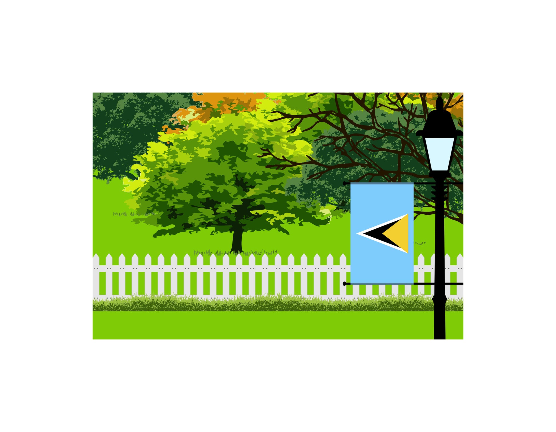 Saint Lucia Trees Street Lamp Canvas Print Framed