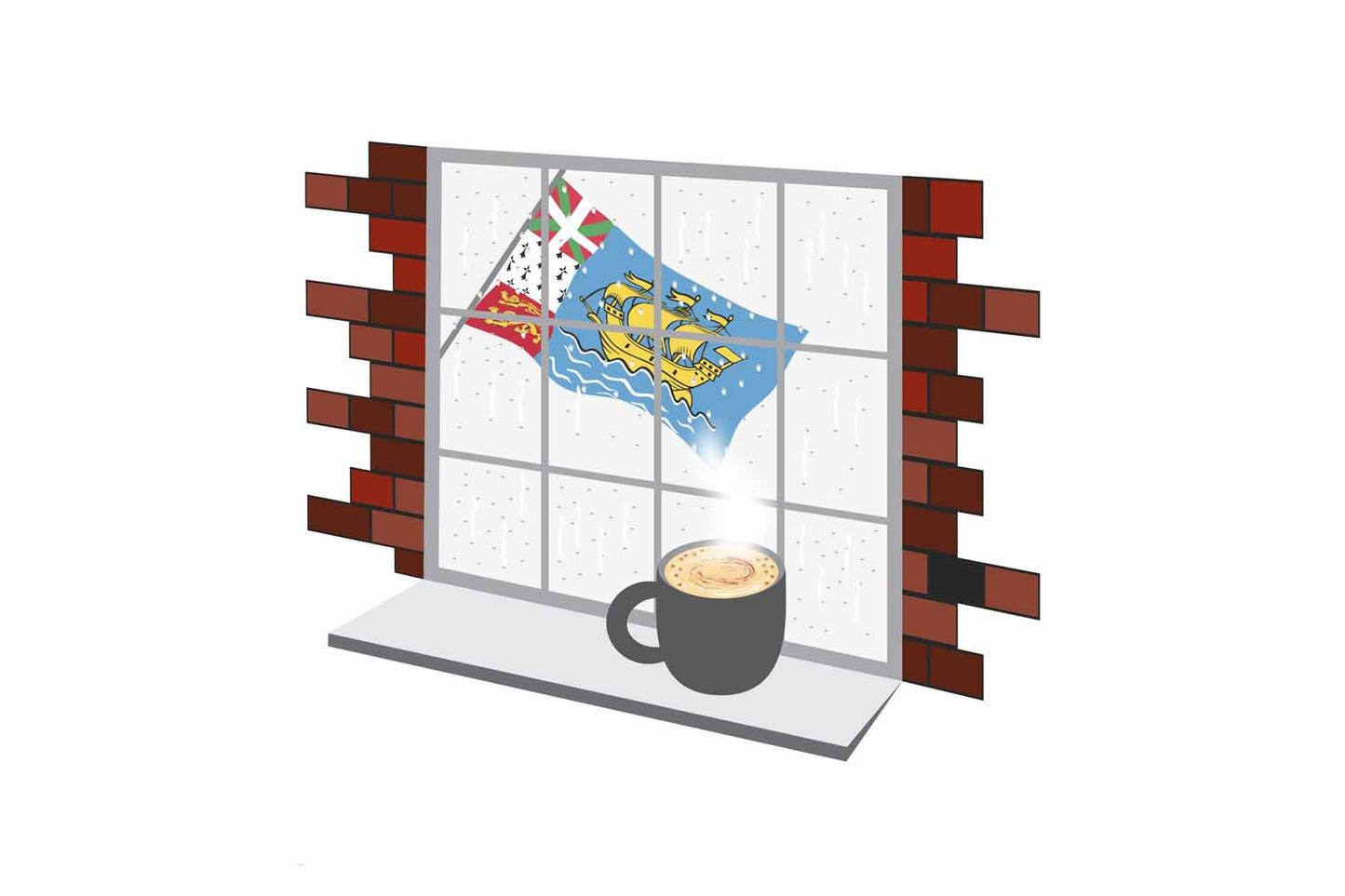 Saint Pierre and Miquelon Coffee Rain Window Sticker