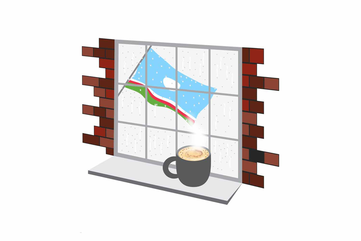 Sakha Republic Coffee Rain Window Fridge Magnet