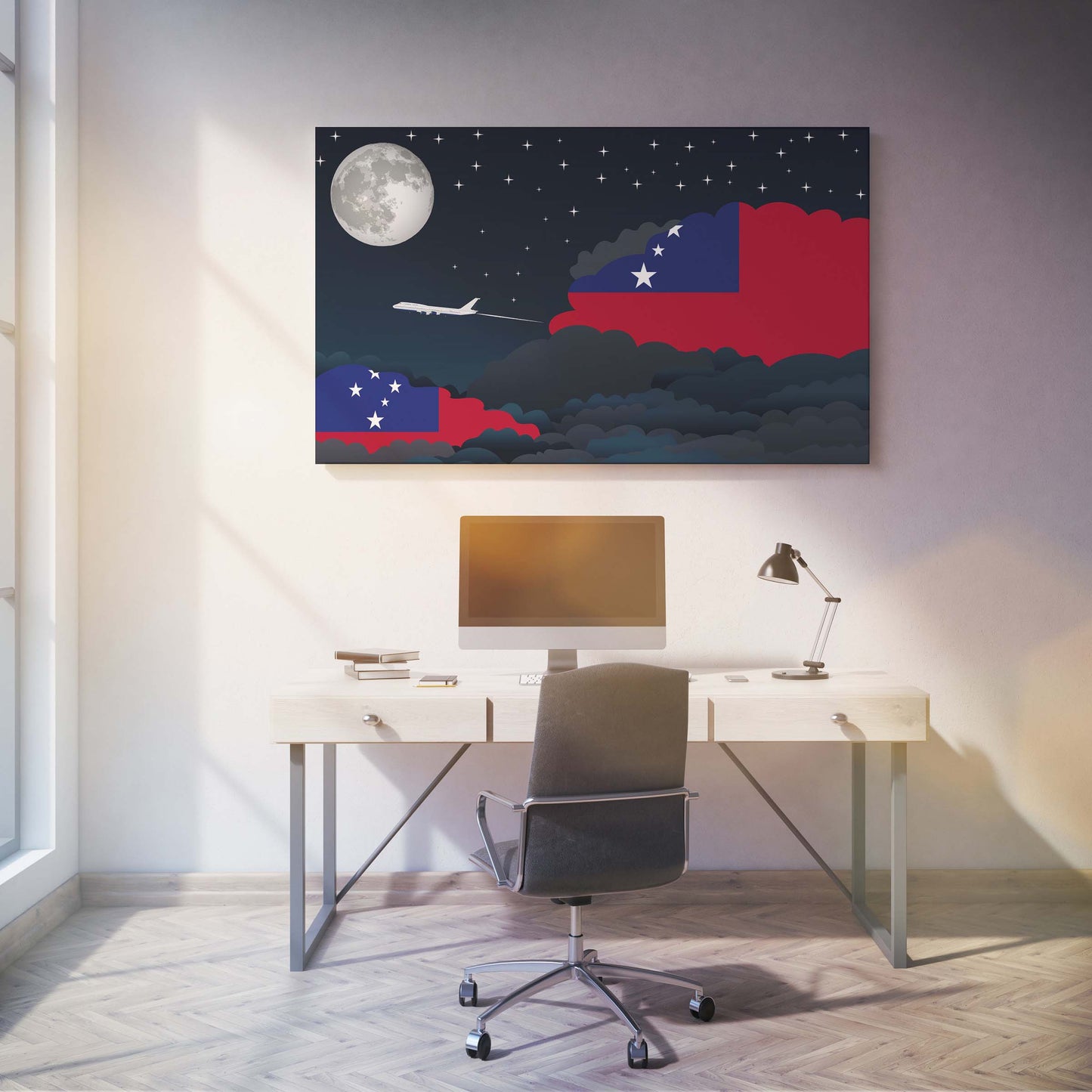 Samoa Night Clouds Canvas Print Framed