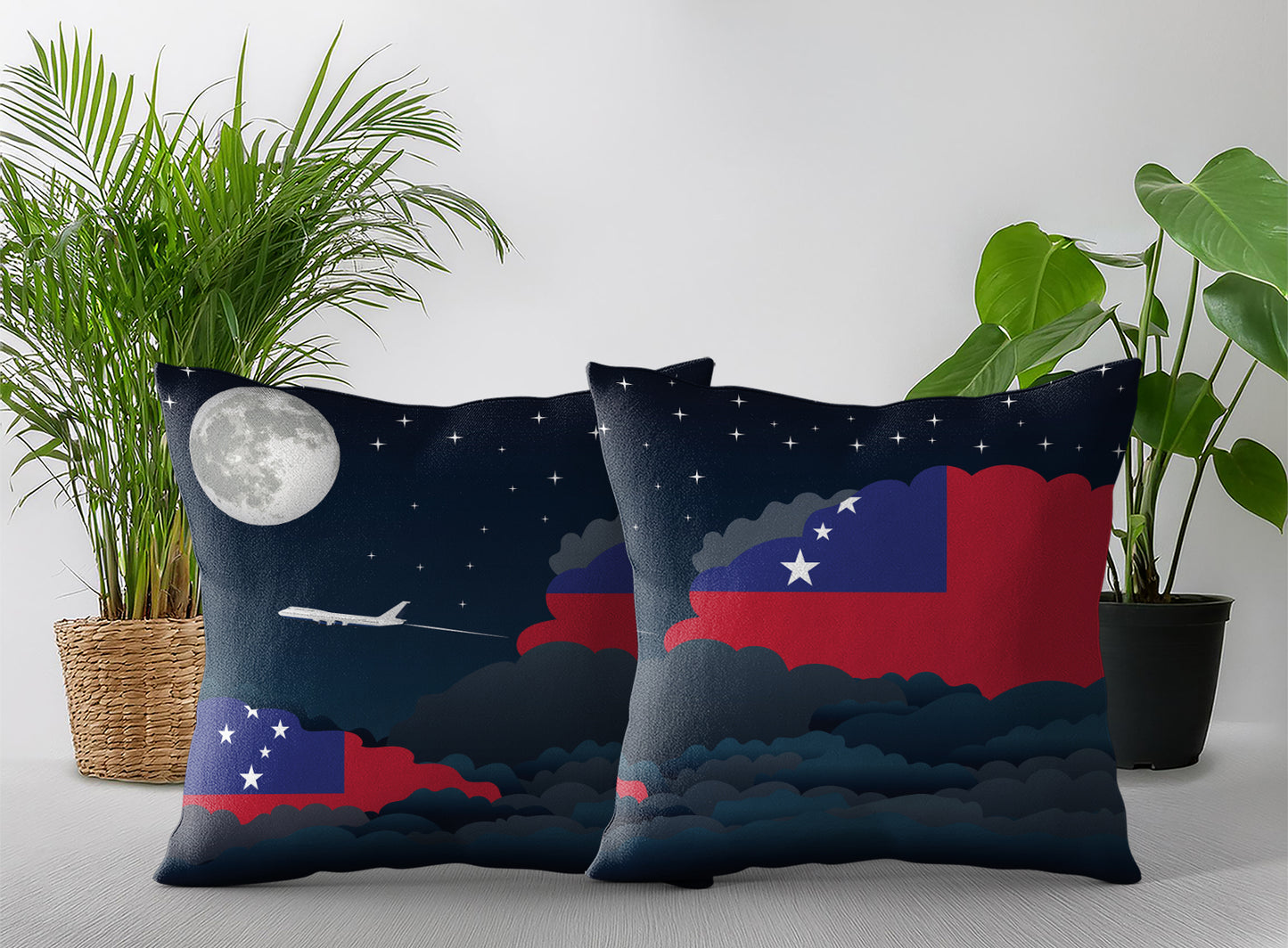Samoa Night Clouds Pillow Case and Pillow Throw
