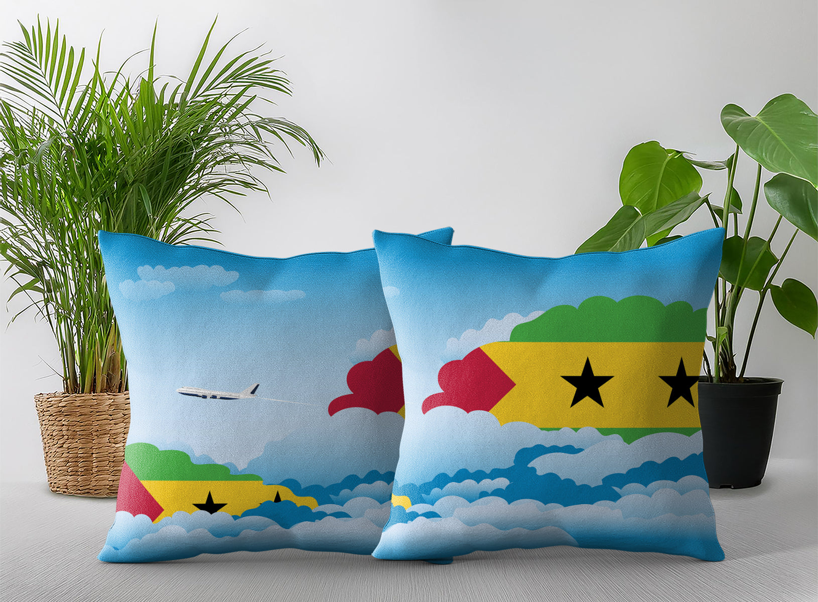 Sao Tome and Principe Day Clouds Pillow Case