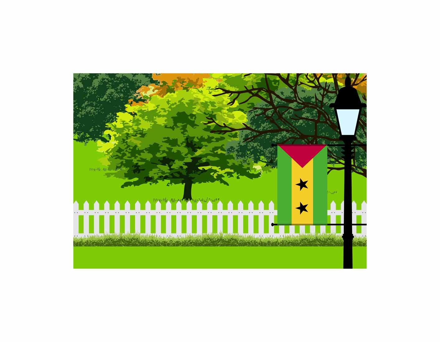 Sao Tome and Principe Trees Street Lamp Canvas Print Framed