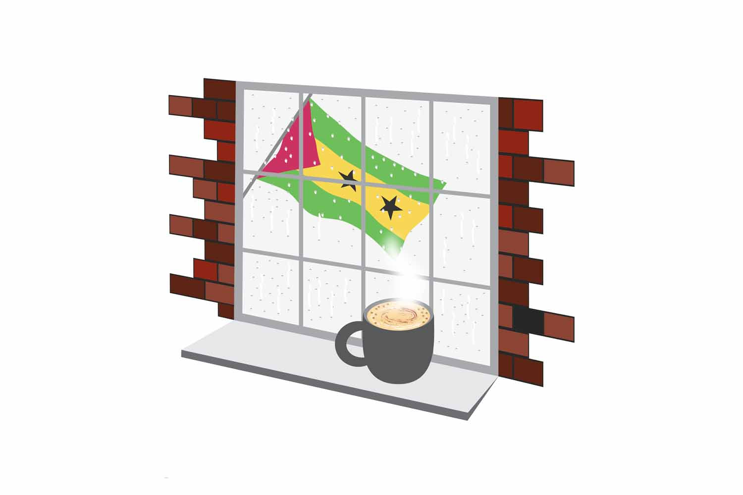 Sao Tome and Principe Coffee Rain Window Fridge Magnet