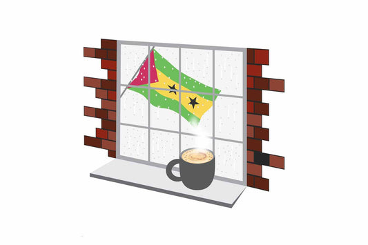 Sao Tome and Principe Coffee Rain Window Fridge Magnet