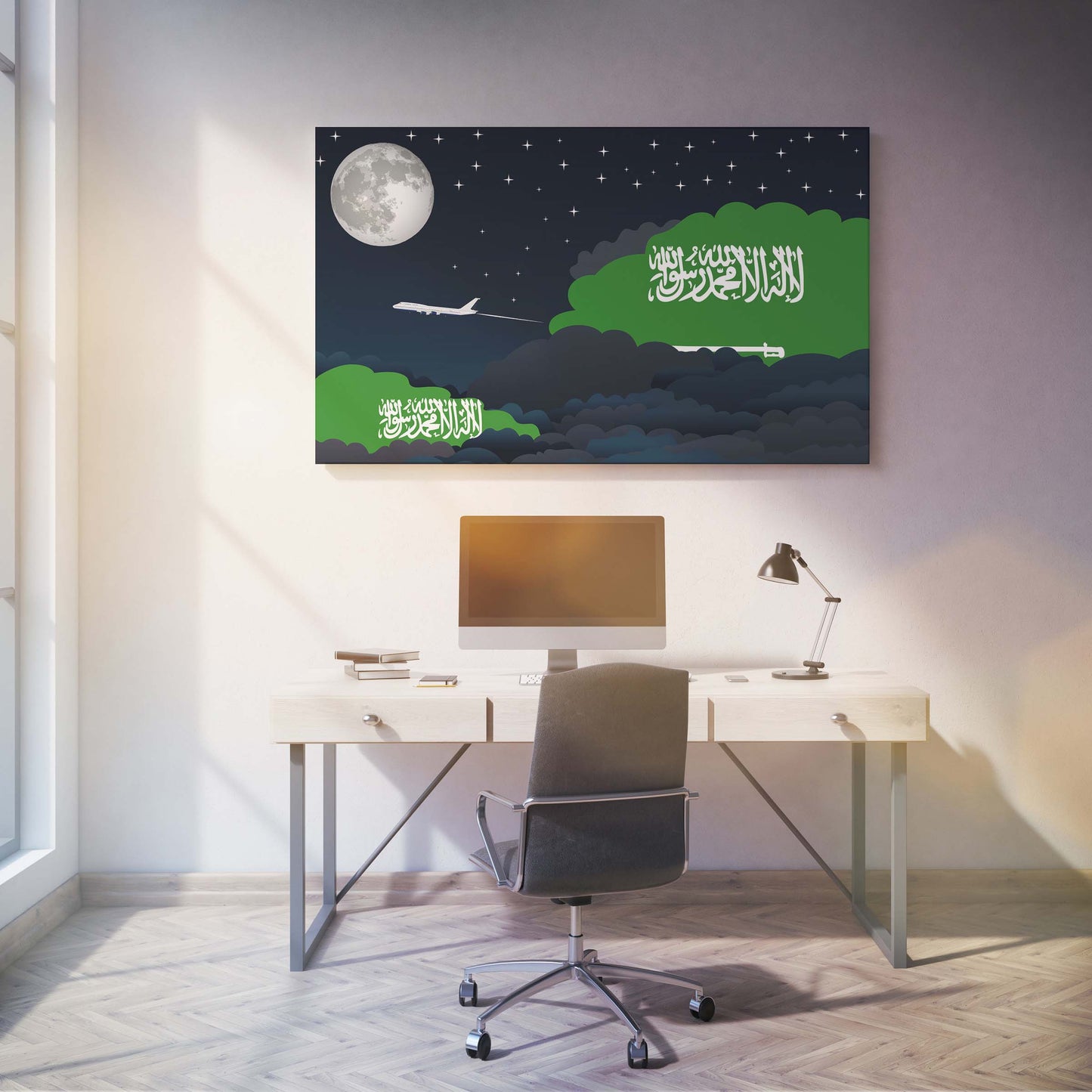 Saudi Arabia Night Clouds Canvas Print Framed