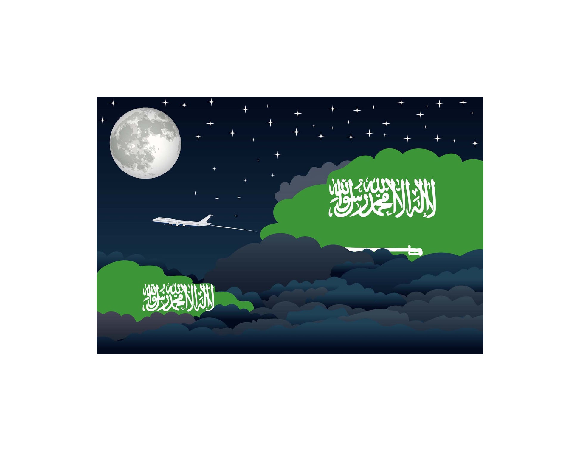 Saudi Arabia Night Clouds Canvas Print Framed