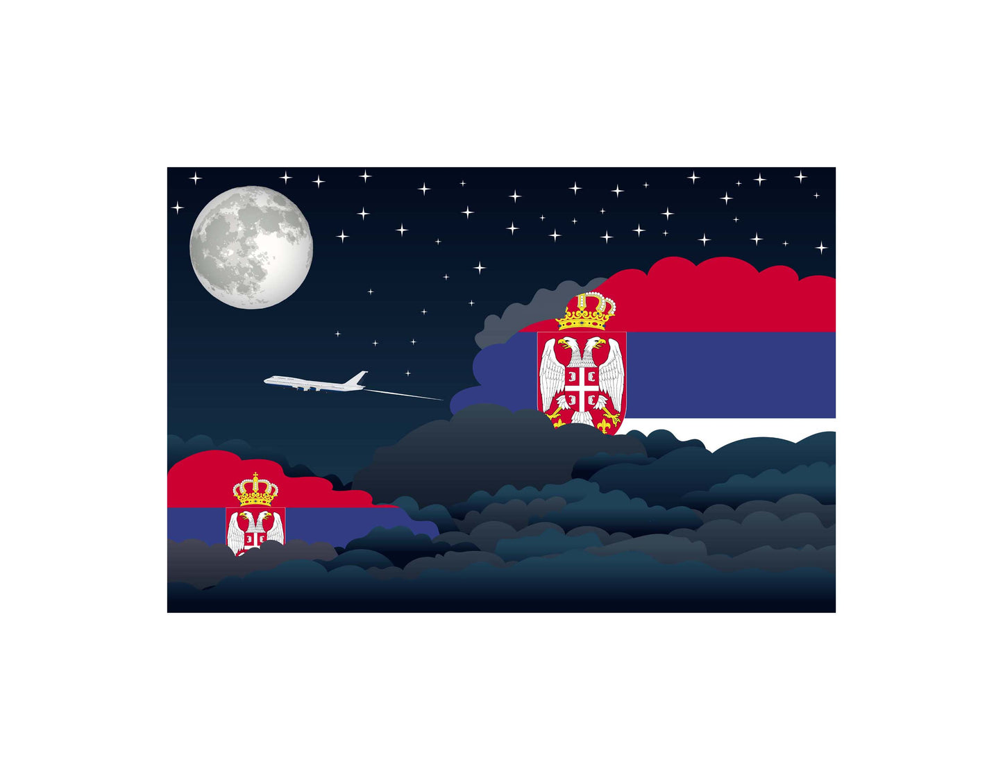 Serbia Night Clouds Canvas Print Framed