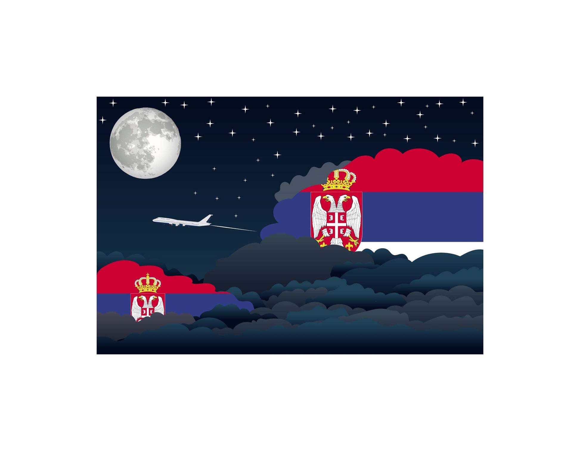Serbia Night Clouds Canvas Print Framed