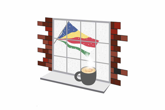 Seychelles Coffee Rain Window Fridge Magnet