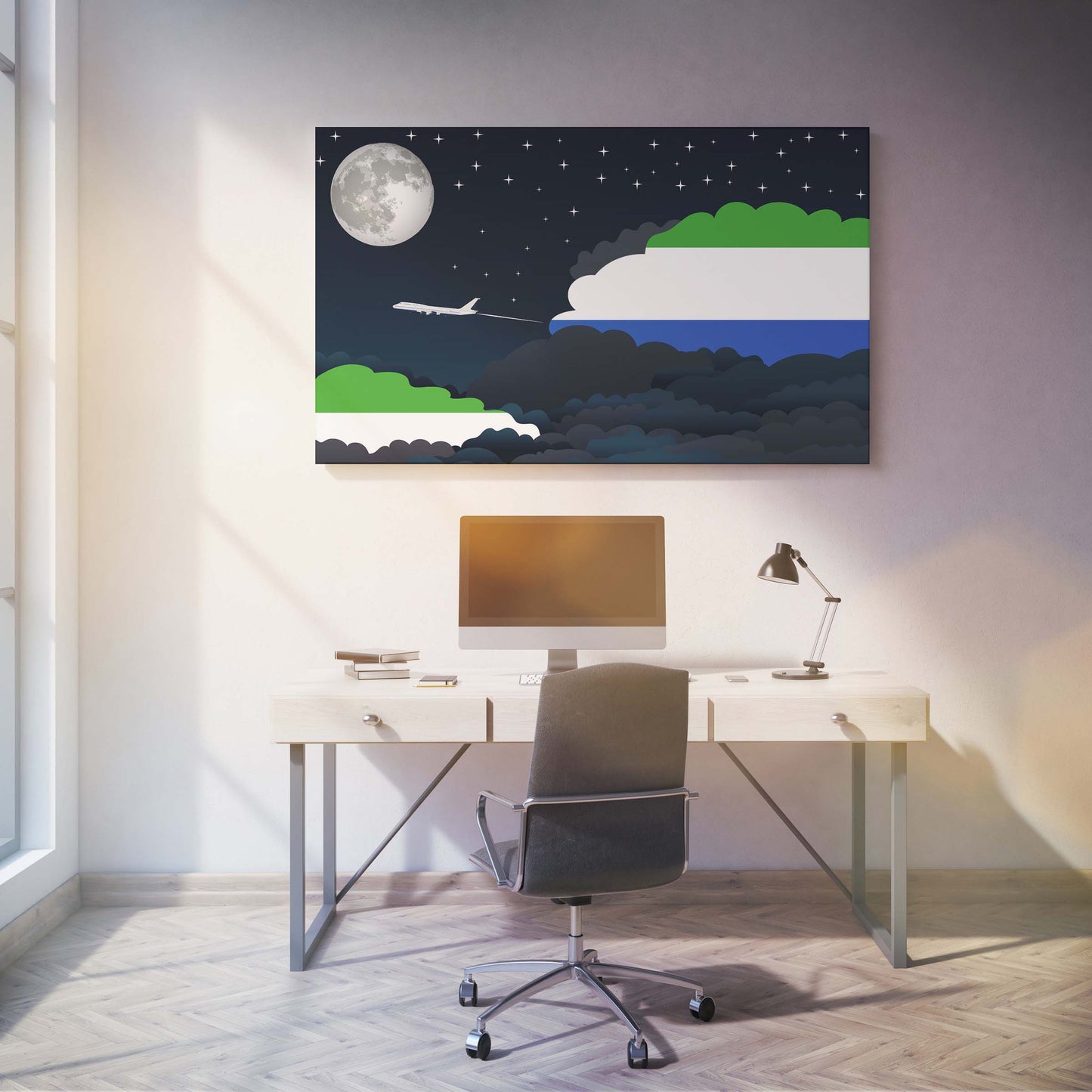 Sierra Leone Night Clouds Canvas Print Framed