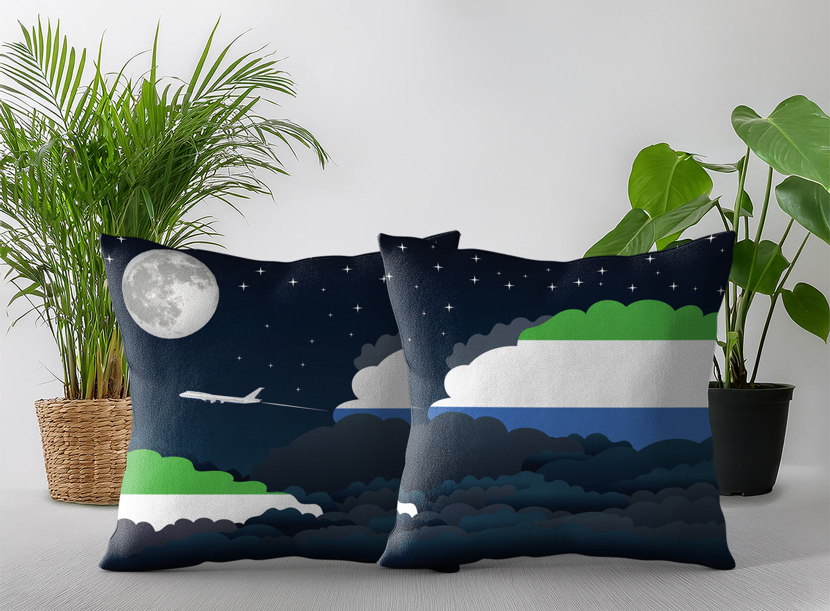 Sierra Leone Night Clouds Pillow Case and Pillow Throw