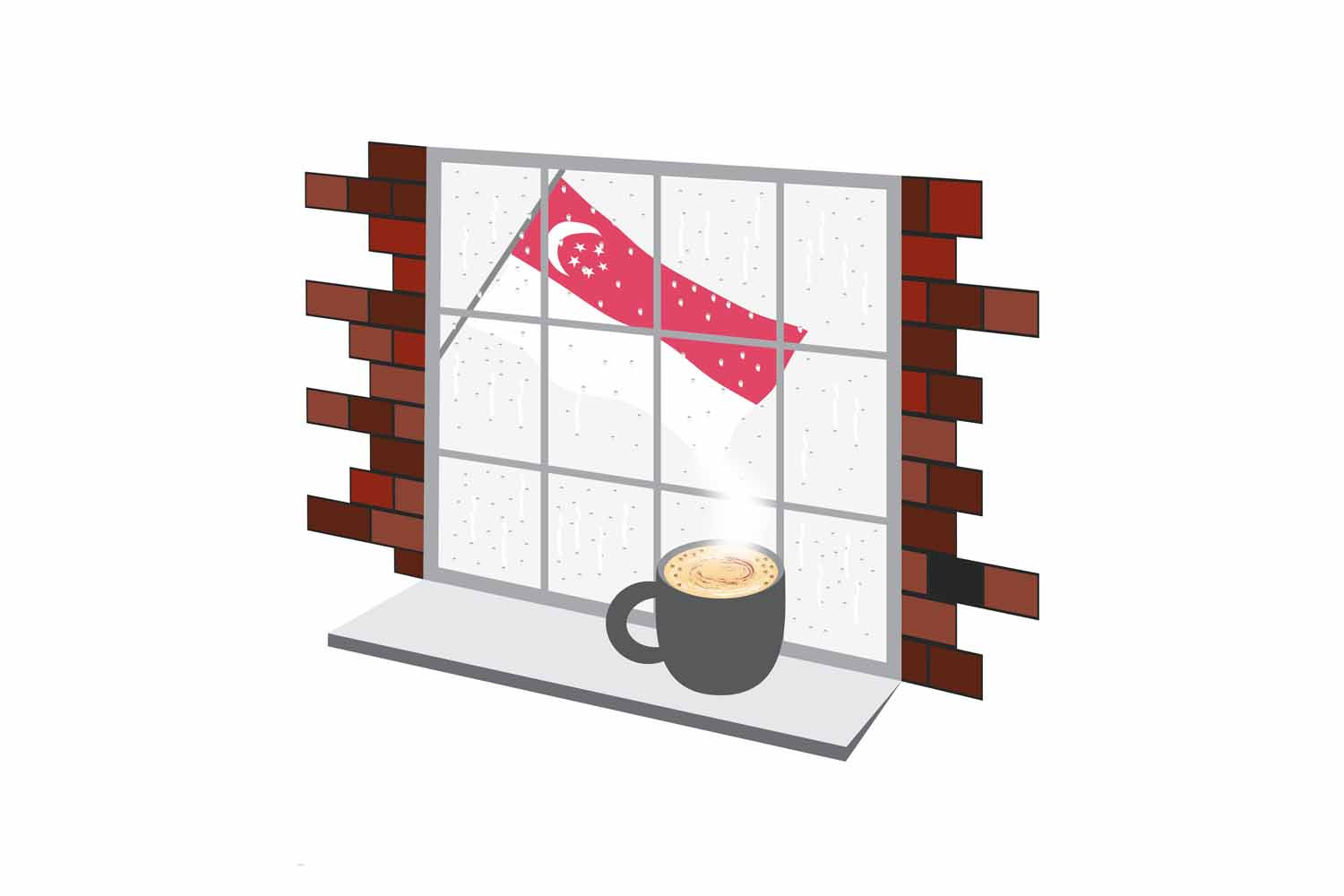 Singapore Coffee Rain Window Fridge Magnet